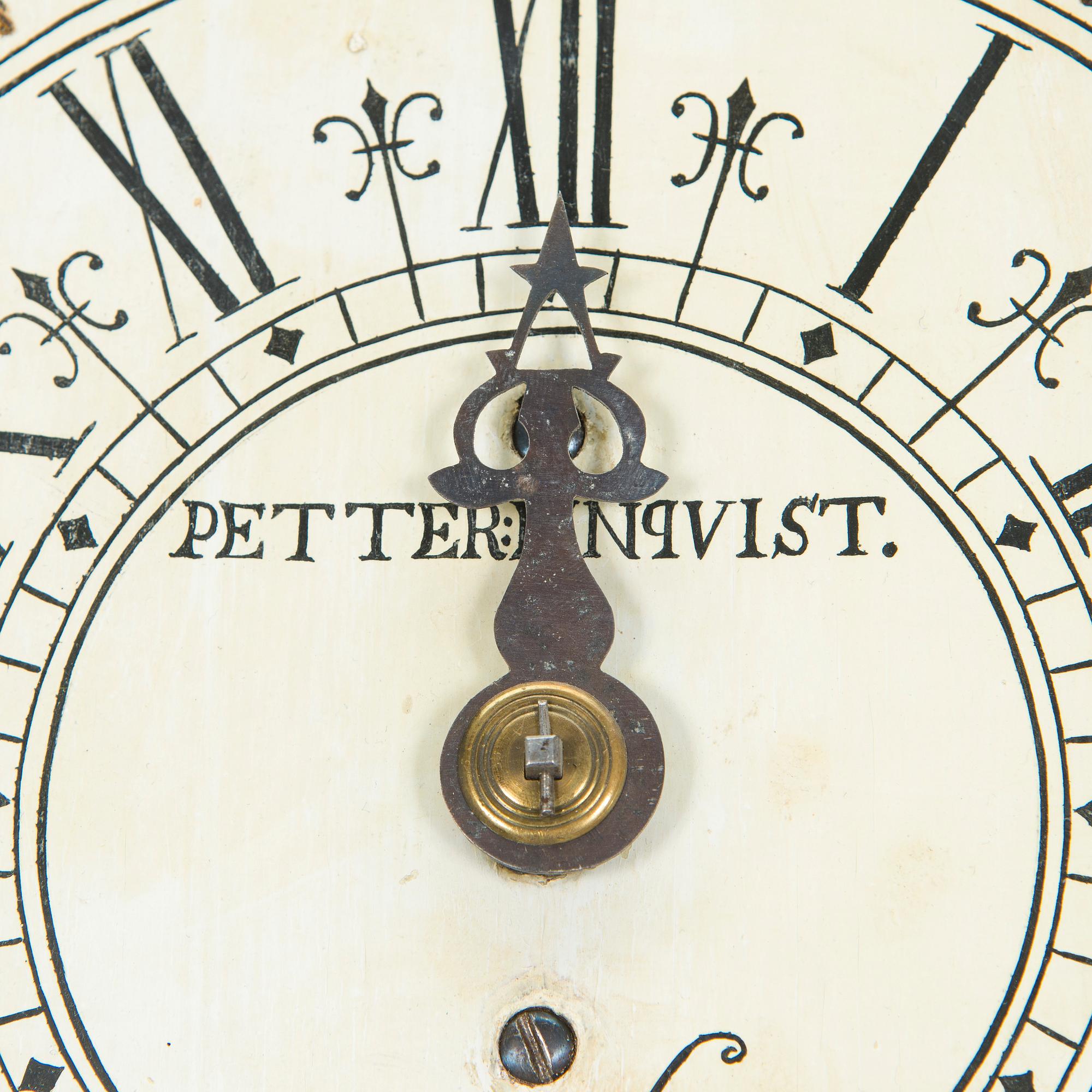 A longcase clock from Åland, Petter Linqvist, dated 1785.