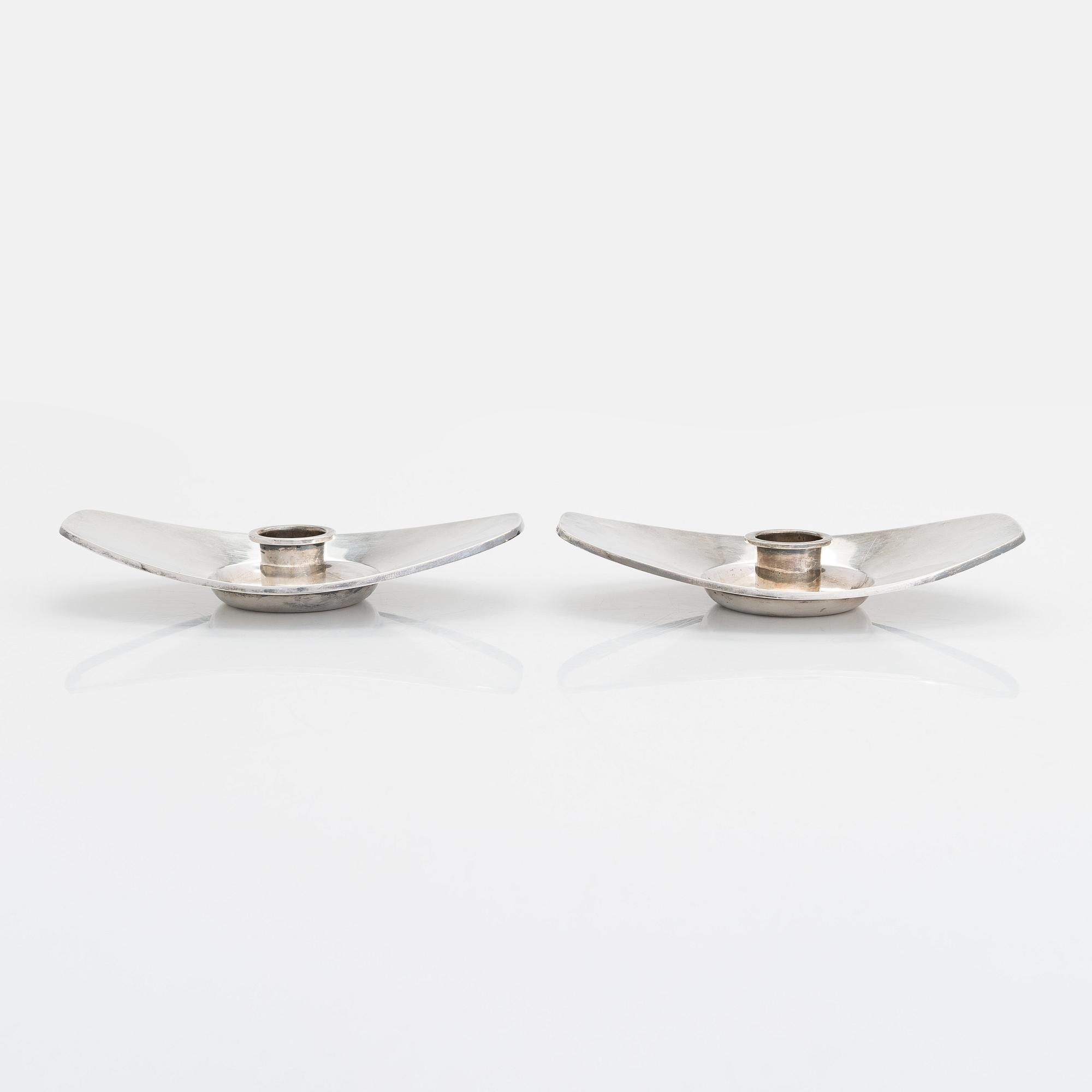Bertel Gardberg, a pair of silver candleholders for Kultakeskus, Hämeenlinna 1958.