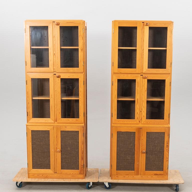 Display cabinet/bookcase, a pair from IKEA, late 20th century.