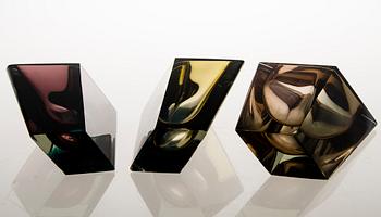 Kaj Franck, A set of six signed 'Prisma' vases.