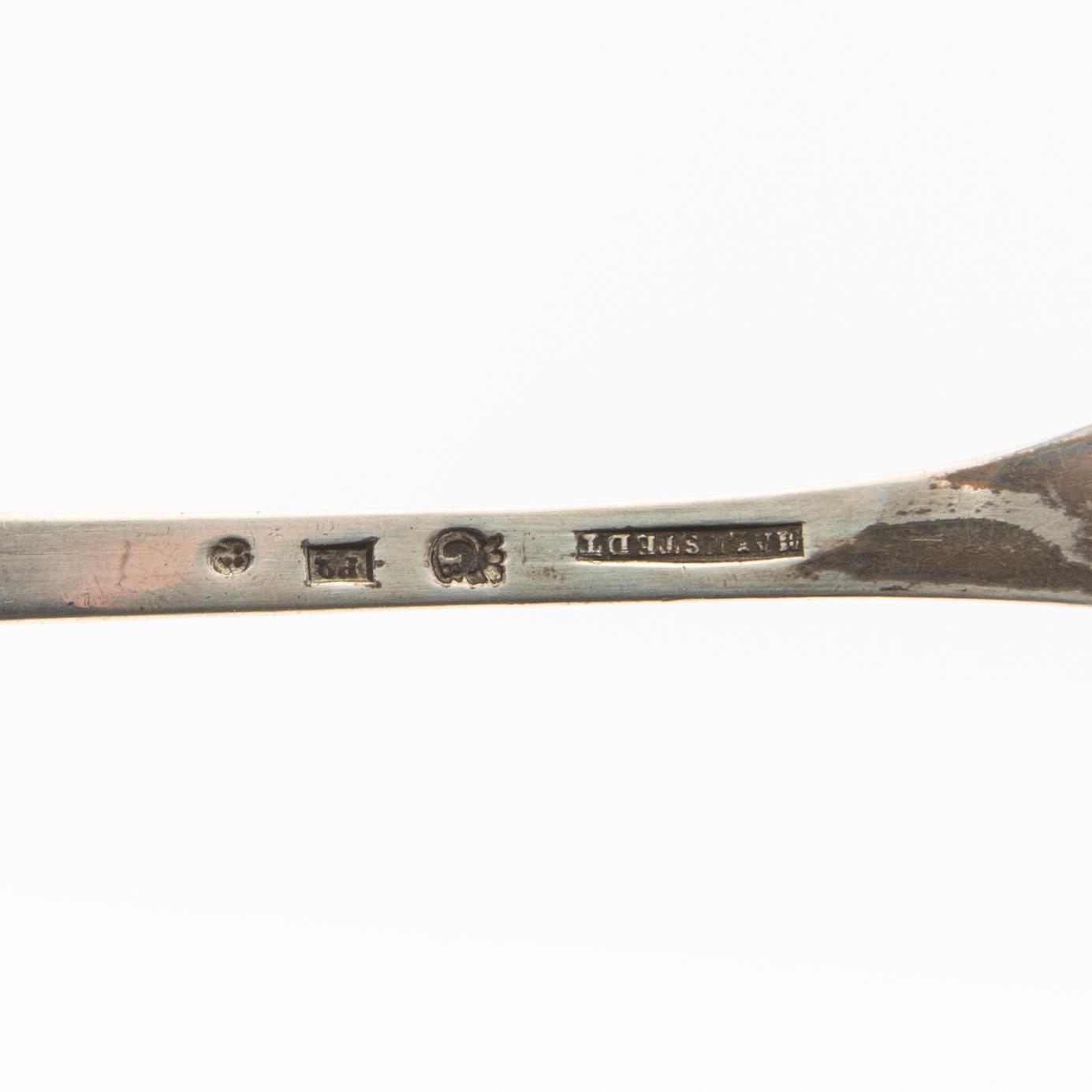 Johan Malmstedt, cutlery 19 dlr silver, Gothenburg 1797-1806.