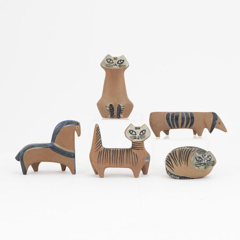 Lisa Larson, a set of five stoneware figurines, Gustavsberg.