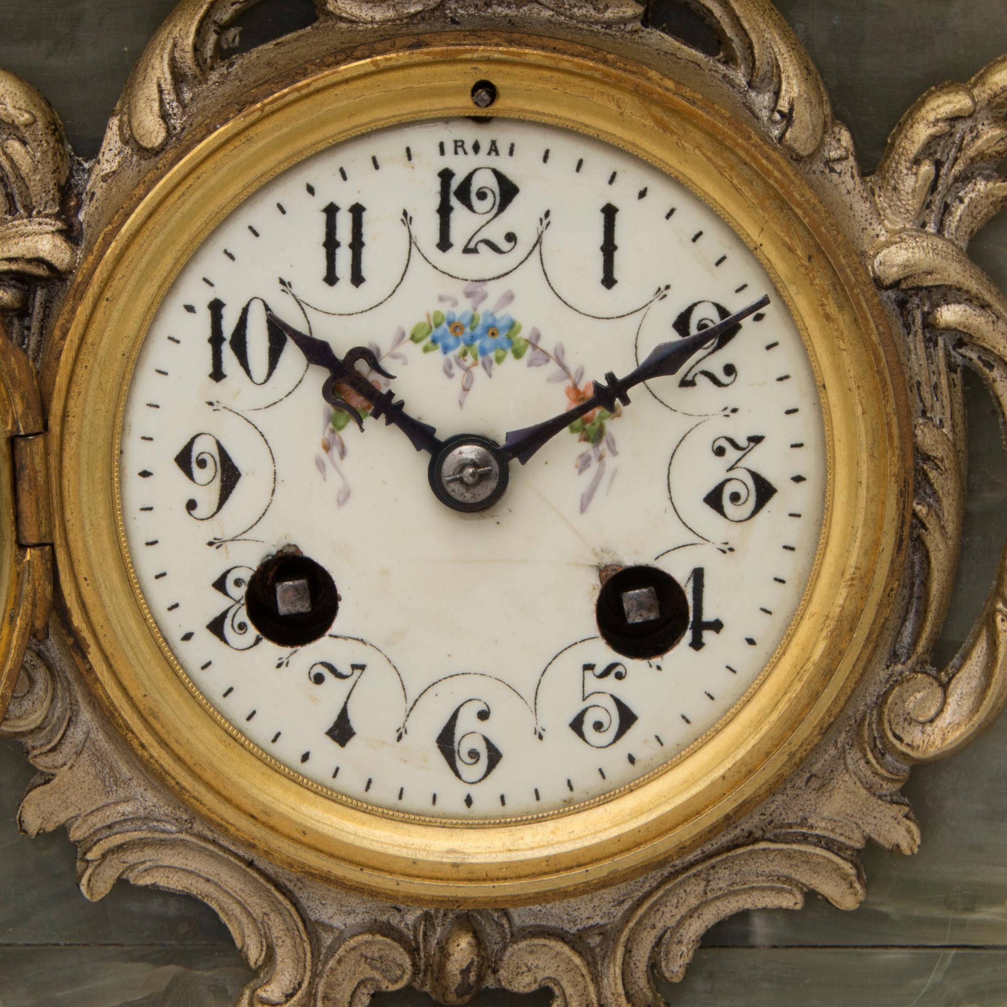 French mantel clock set, mantel clock marked Horlogerie Paris 7742, late 19th century.