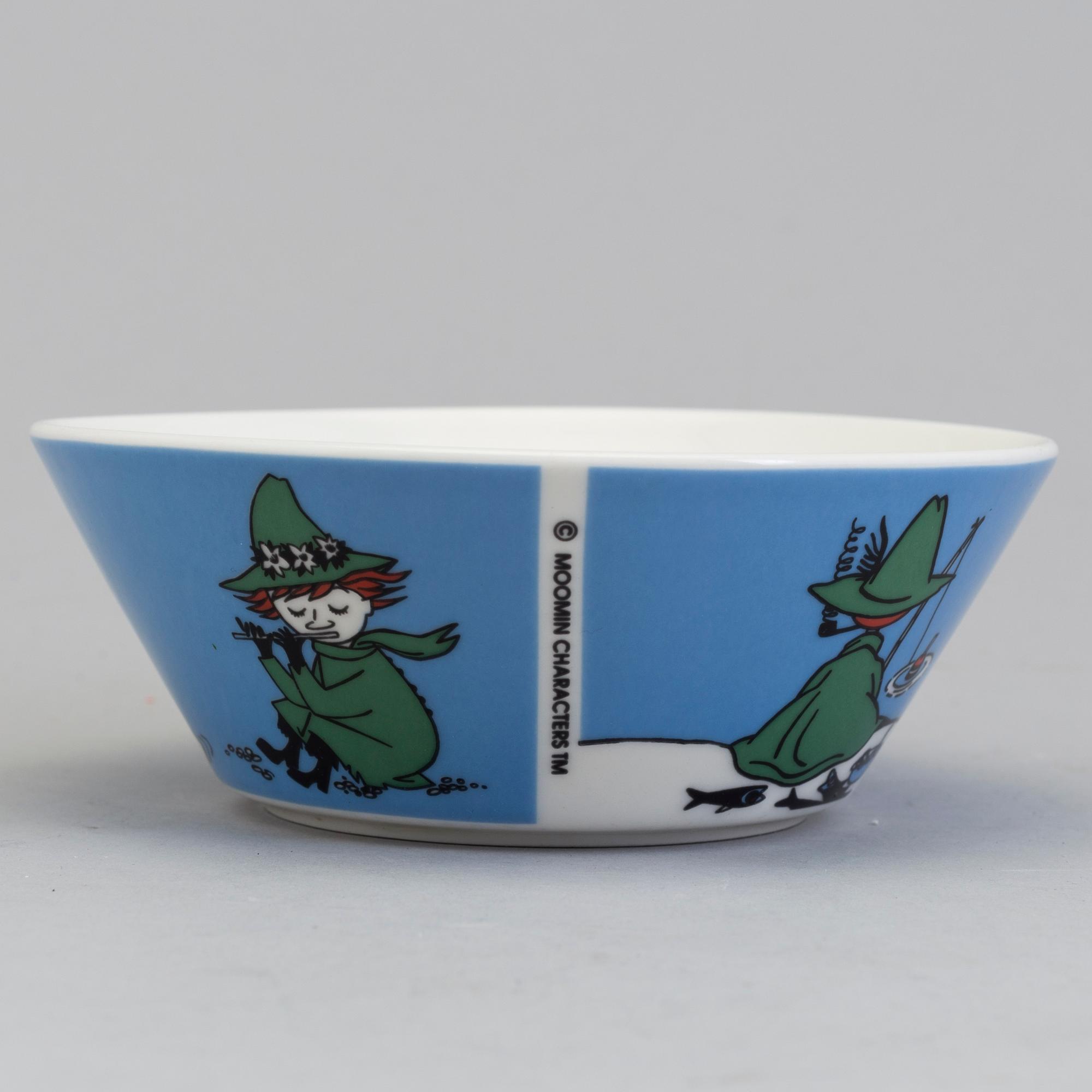 4 porcelain cups and a bowl, Arabia, "Moomin Characters".