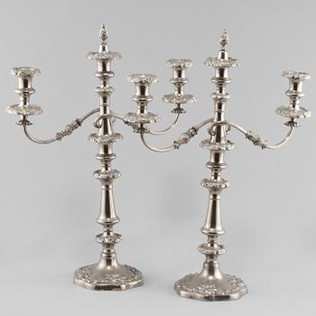 KANDELABRAR, ett par, nysilver, 1900-talets mitt/andra hälft.