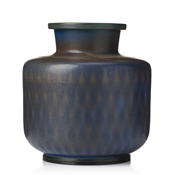 81. Berndt Friberg, a stoneware vase with a geometrical decoration, Gustavsberg studio, Sweden 1962.