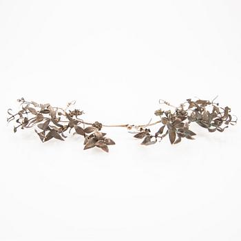 Diadem, silver, known as "silver wedding diadem", late 19th century.