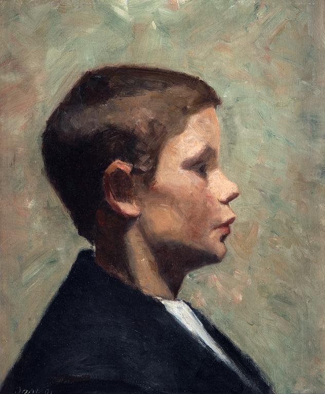 Marie Martha Kröyer Attributed to, "Ung dreng i profil" (Young boy in profile).