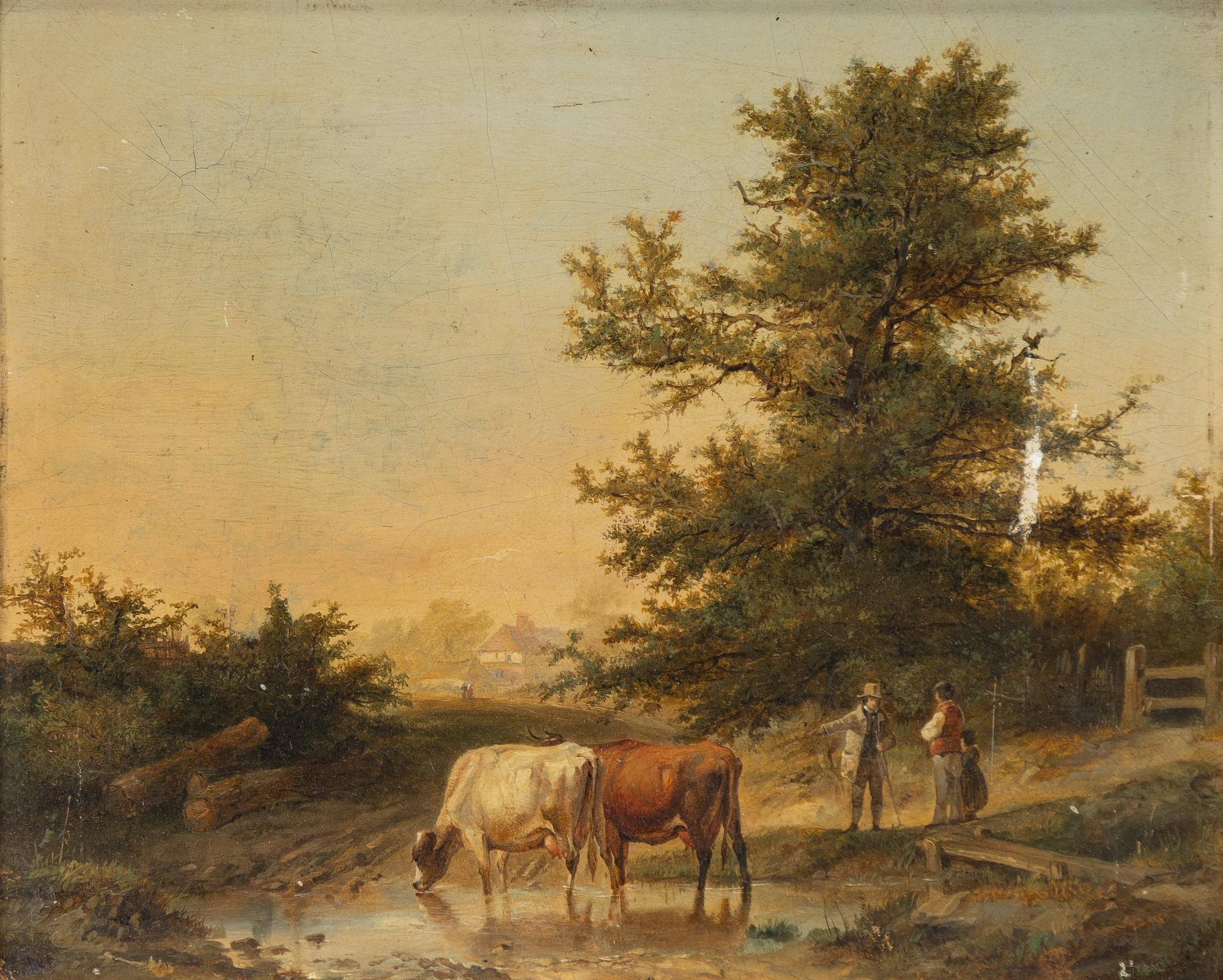 Thomas Sydney Cooper, Landscape with cows and figures.