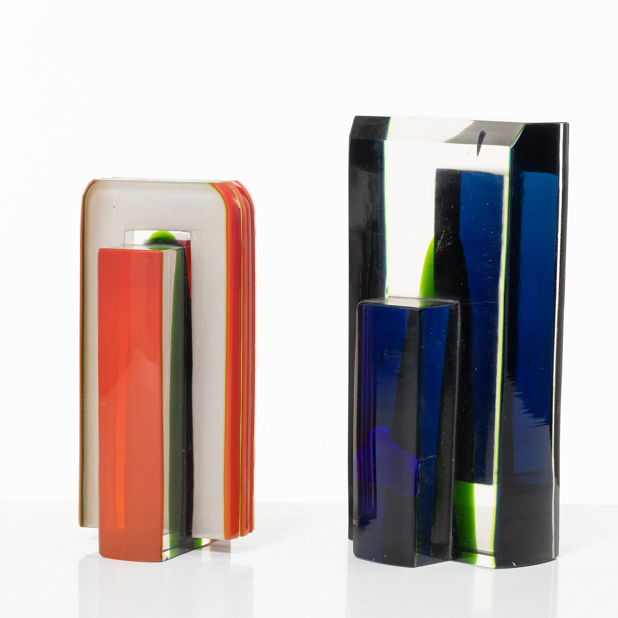 Skulpturer, 4 st, glas.