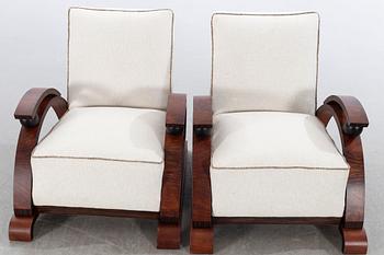 FÅTÖLJER,  1 par, art déco-stil, 1900-talets andra hälft.