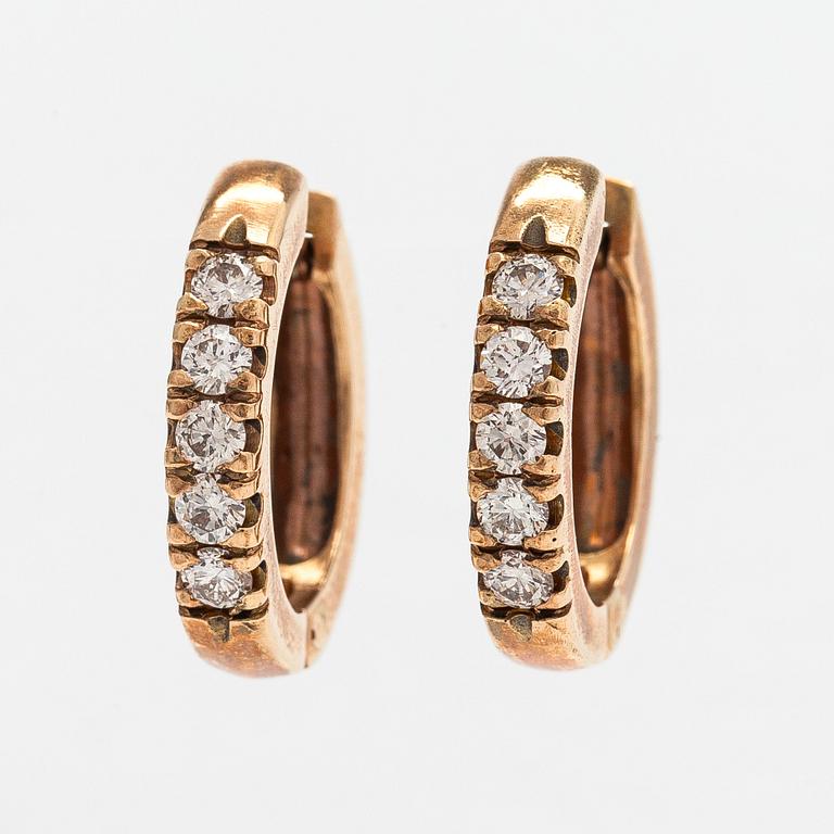 Earrings, brilliant cut diamonds, 14K gold.