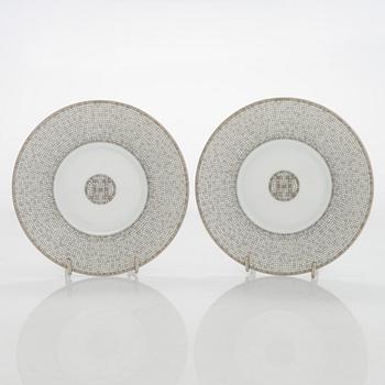 Hermès, cups with saucers, a pair, "Mosaique au 24".