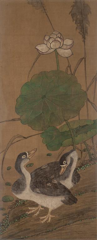 UNKNOWN ARTIST, a Chinese painting, ink and colour on silk, first half of the 20th century.