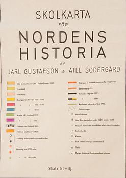 SKOLPLANSCH, "Norden" Historisk karta, P.A Nordstedt & Söners förlag, Stockholm.