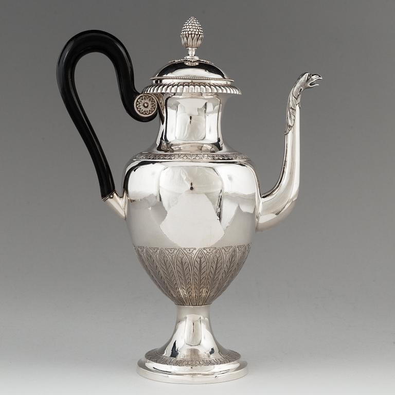 A Swedih 19th century silver coffee-pot, mark of Johan Engelbrekt Malm, Stockholm 1828.