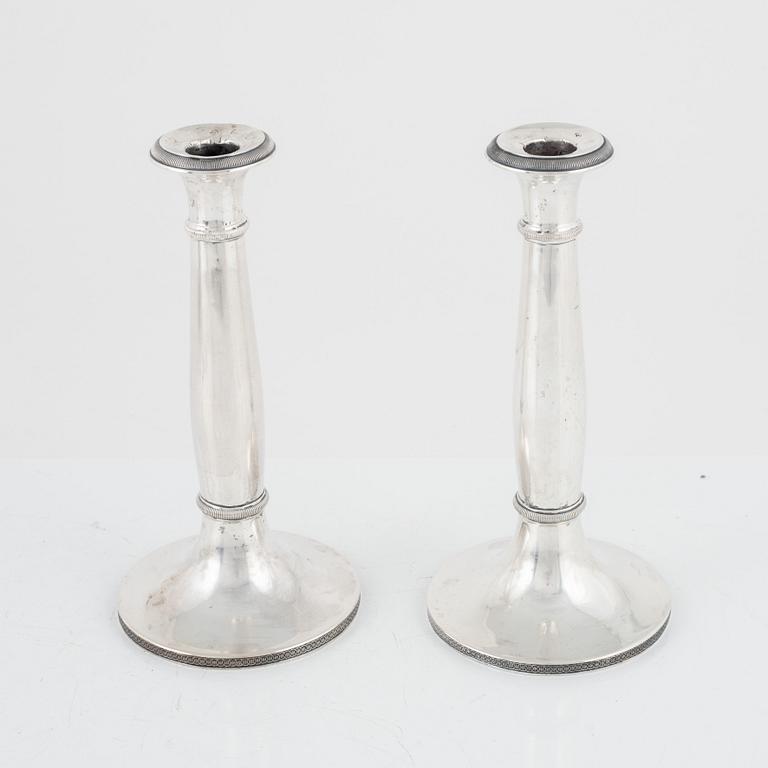 A Pair of Austrian Silver Candlesticks, Vienna mid 19th century.