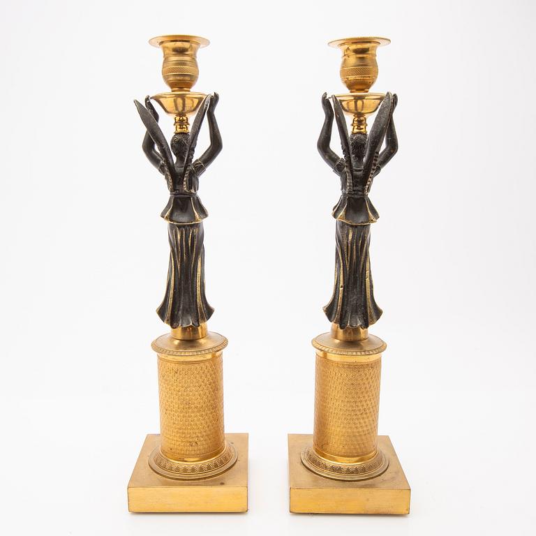 Candelabras, a pair, Empire style, France, second half of the 19th century.