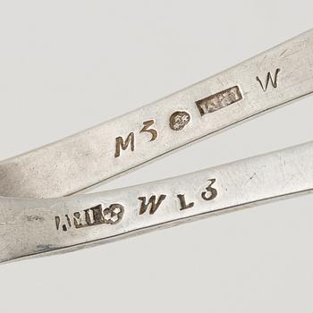 A set of six Swedish silver spoons, different masters, including Johan Petter Molér, Visby, 1813.and 1818.