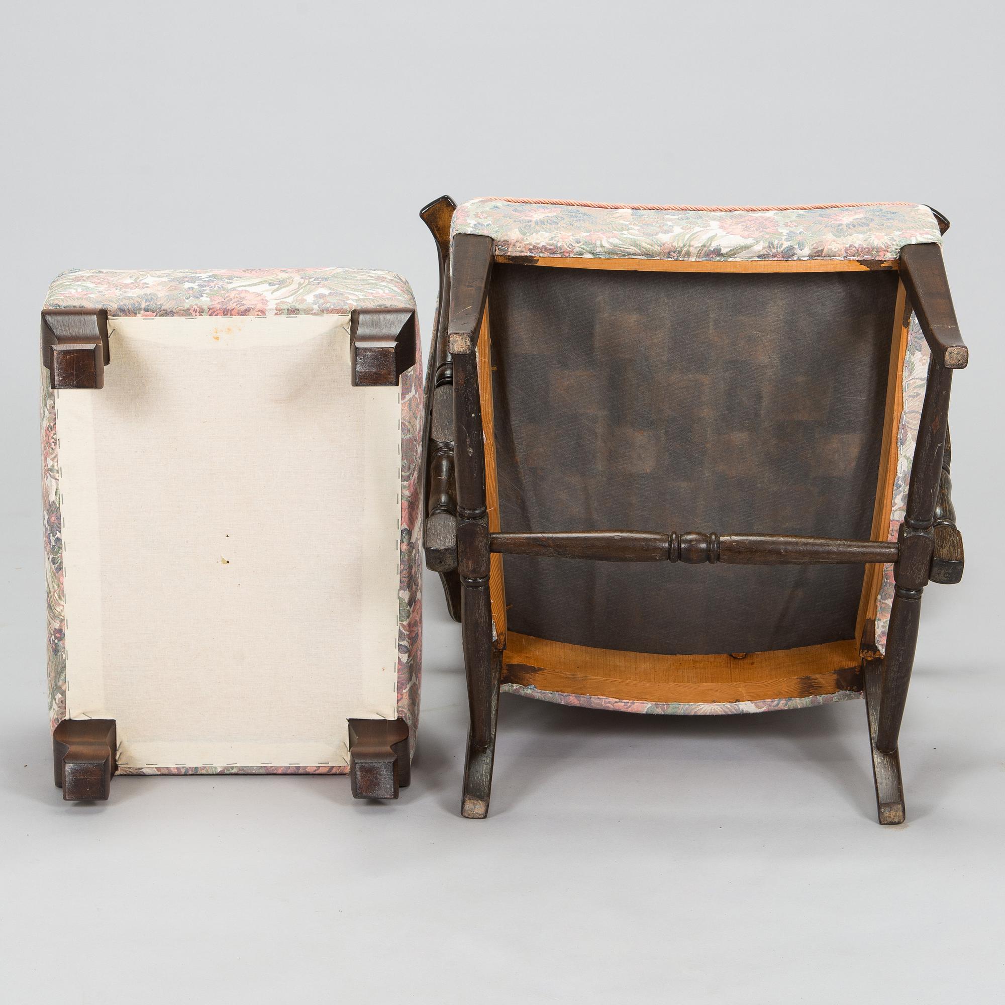 Carl Gustaf Hiort af Ornäs, nojatuoli, "Tohtori", Hiort Tuote Puunveisto, ja rahi, 1940-luku.