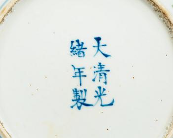 A pair of Chinese enamelled dishes, with Guangxu six character mark.