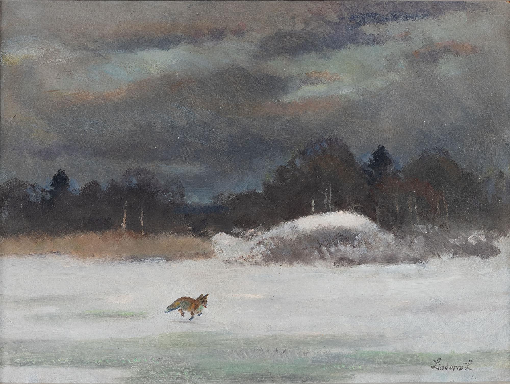 Lindorm Liljefors, Fox in a winter landscape.