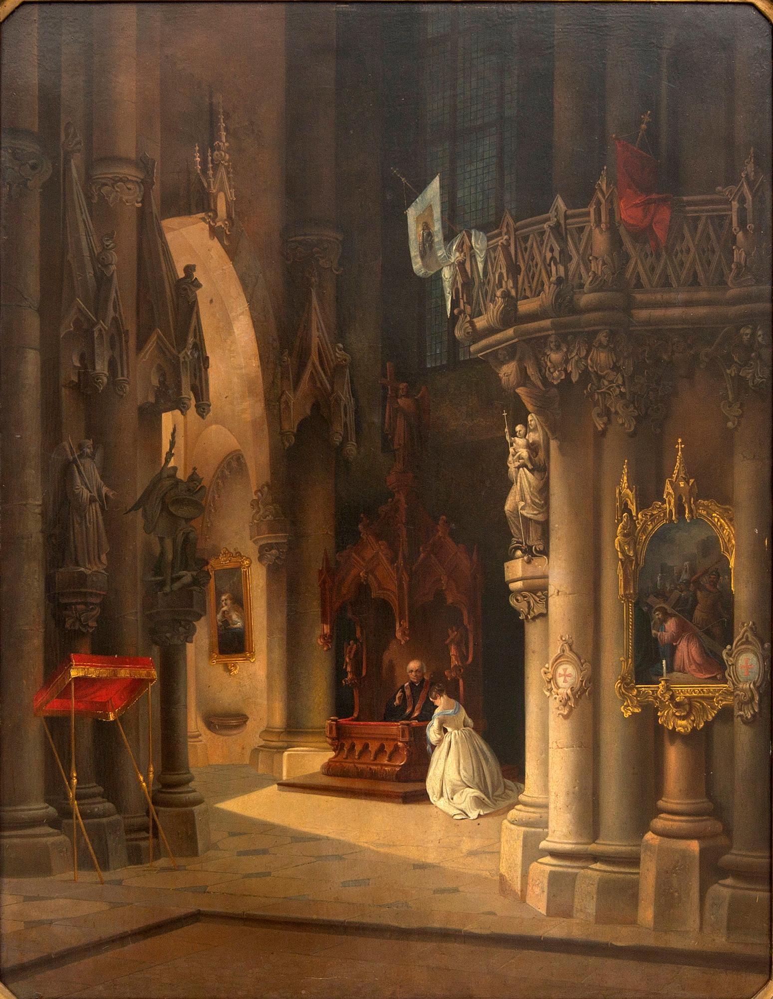 Unknown artist, 19th century, an indistinctly signed and dated oil on board.