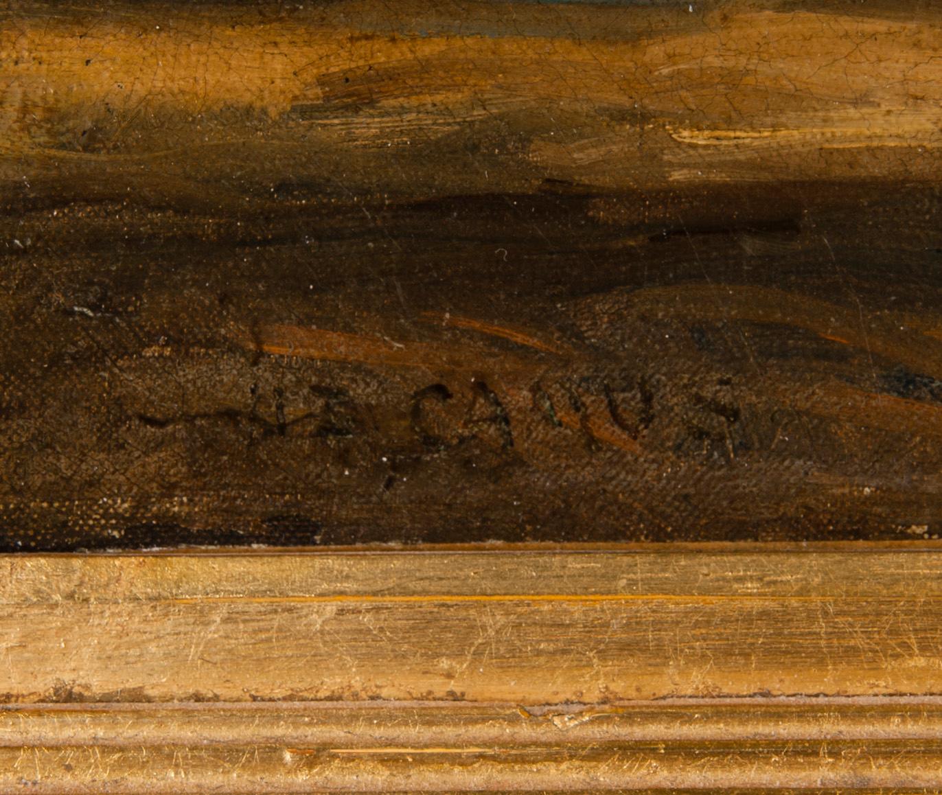 OKÄND KONSTNÄR, olja på duk uppfodrad på skiva, otydlig signering, sekelskiftet 1800/1900.