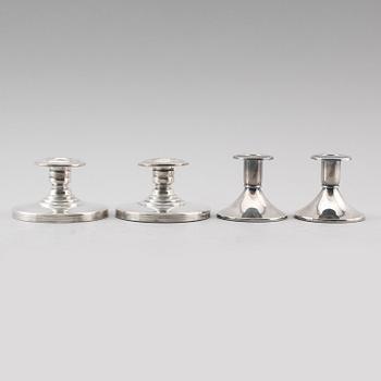 LJUSSTAKAR, 2 par, silver, 1900-talets första hälft.