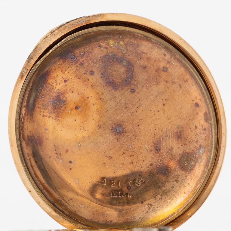 Fickur, 14K guld med etui, 36 mm.