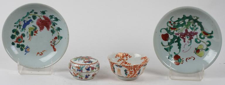 PARTI PORSLIN, 5 delar. Kina, bl a 1800-tal.