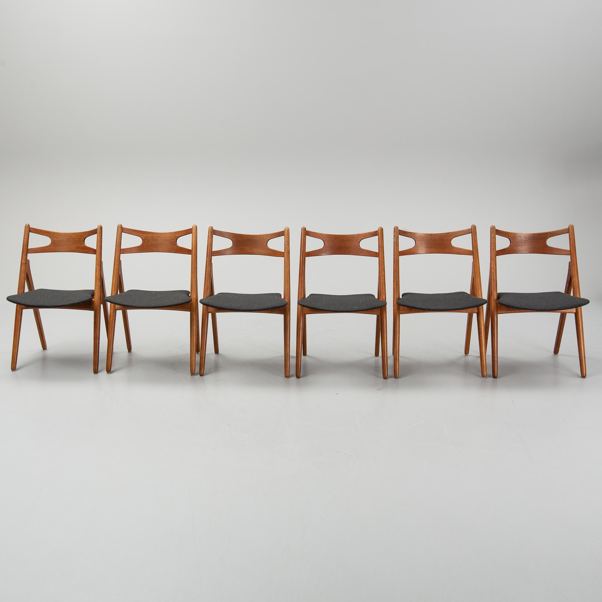 Hans J Wegner, 6 'CH 29/Sawbench chair' chairs for Carl Hansen & Son. 1950's-60's.