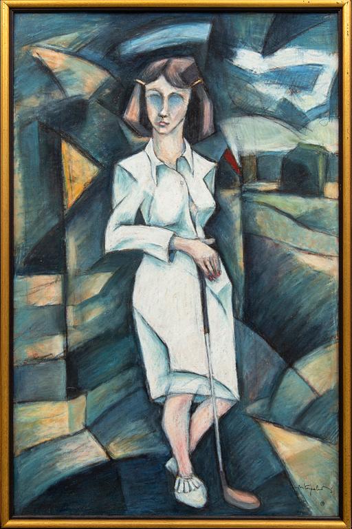 Jussi Taipaleenmäki, a signed oil on board.