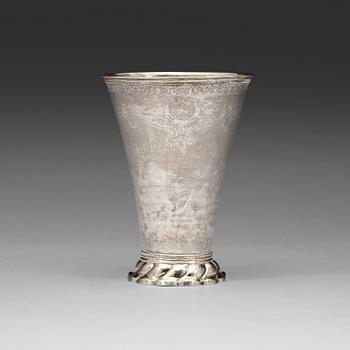 515. A Swedish 18th century parcel-gilt beaker, marks of Christopher Bauman, Hudiksvall 1777.