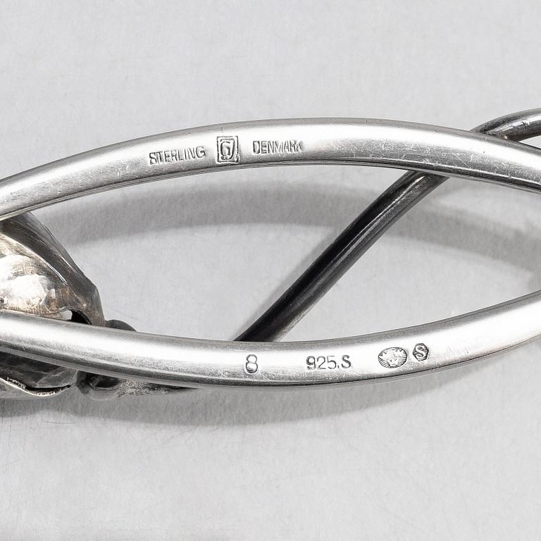 Georg Jensen, tesil med ställ, "Magnolia/Blossom", sterling silver, Köpenhamn 1933-44.