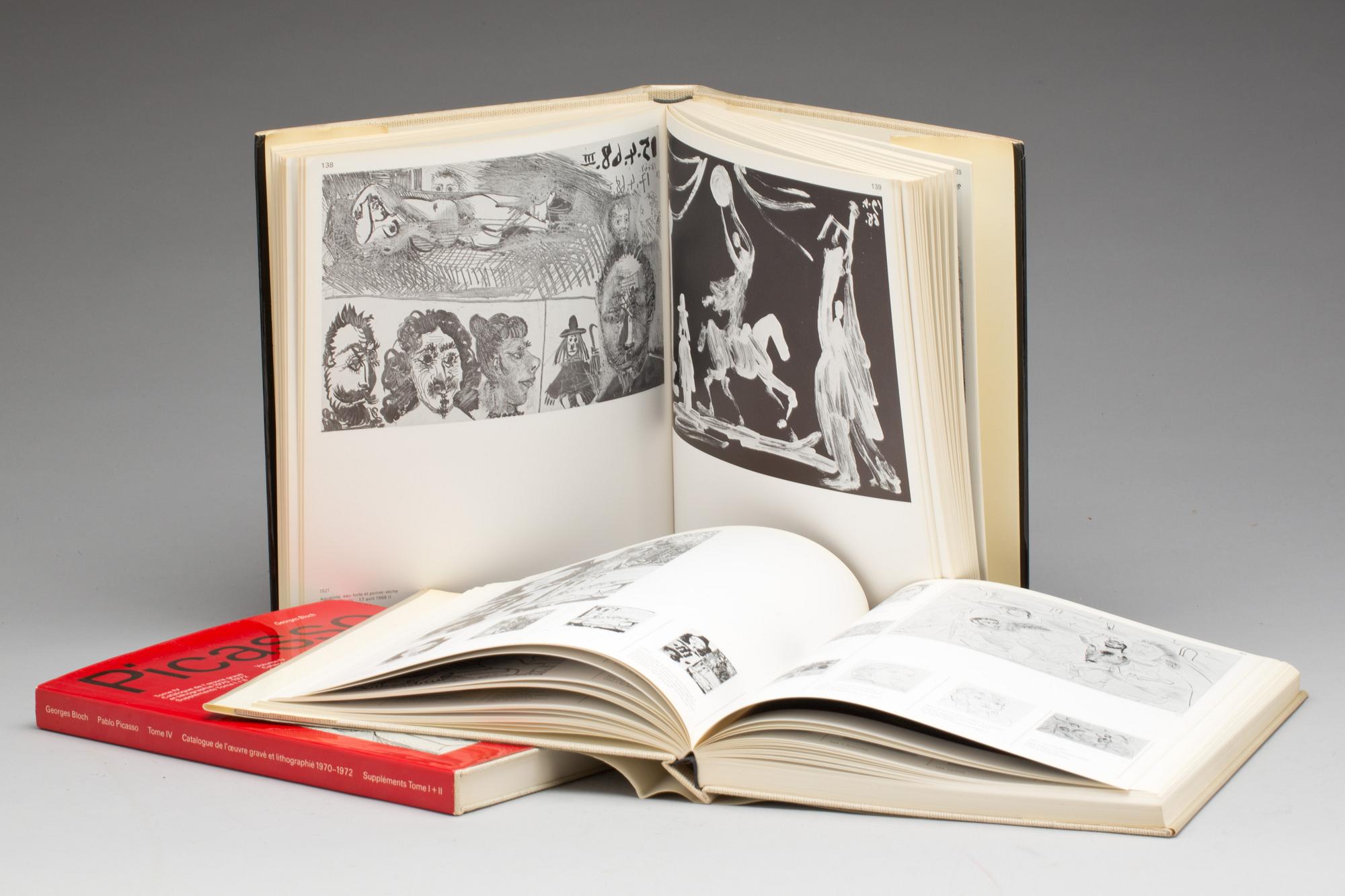 BÖCKER, 3 vol. Picasso, band I-II samt IV. 1904-1967, 1966-1969 och 1970-1972. av Georges Bloch, Switzerland, 1971.