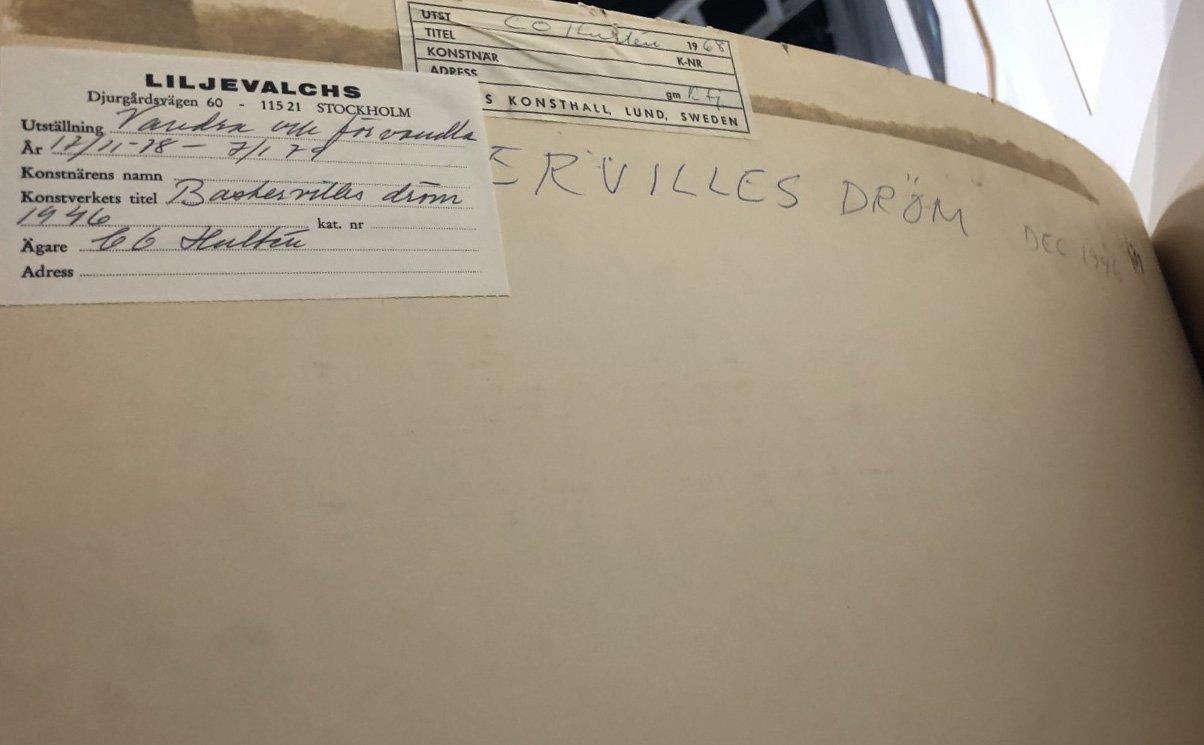 CO Hultén, akvarell och tusch på tidningssida, signerad och utförd 1946,
