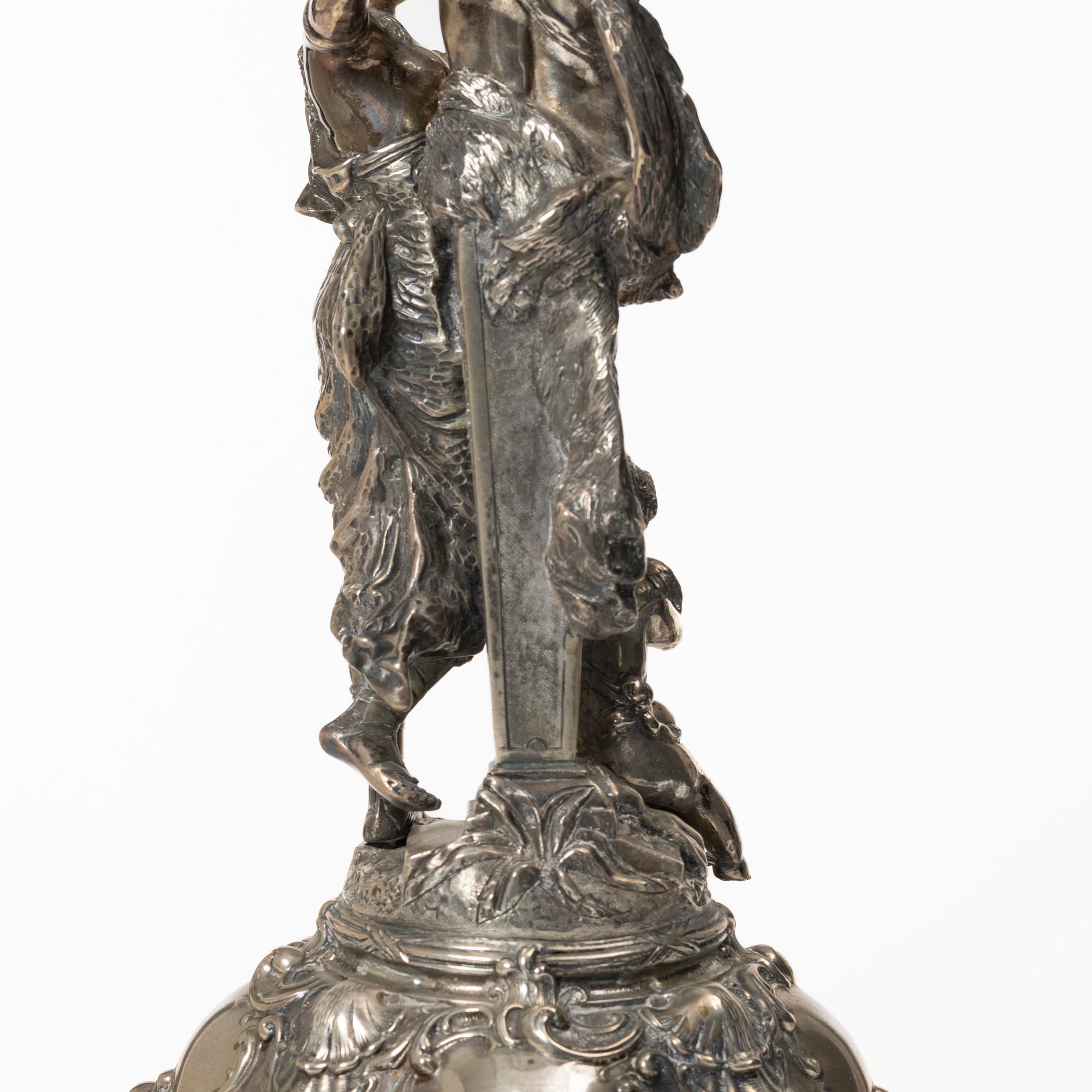 A silver and glass Rococo style centerpiece, Lale Silverware & Co Ltd, Istanbul, Turkey, 20th century.