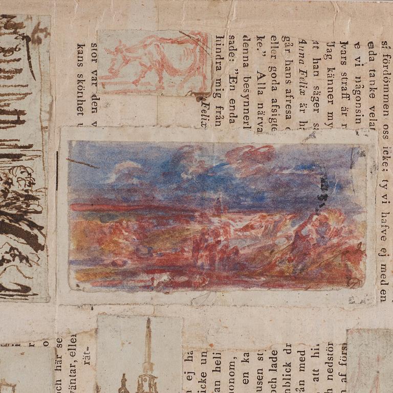 Carl Samuel Graffman, 11 drawings mounted on a printed sheet.