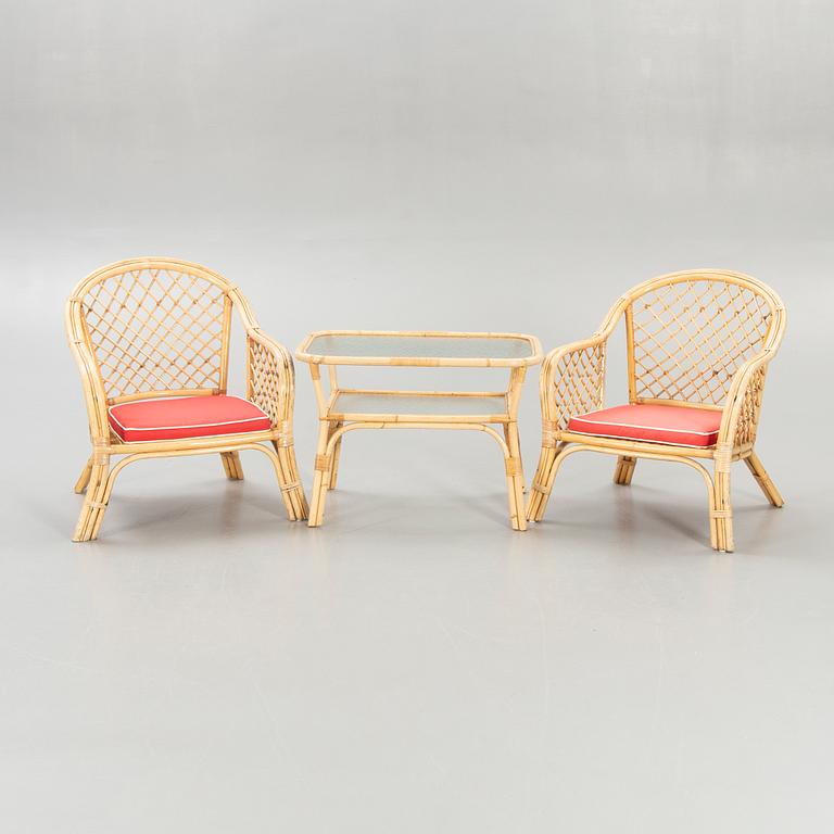 Porch furniture, bamboo, second half of the 20th century, table, 2 chairs.