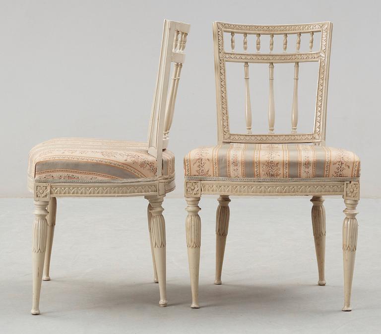 Six late Gustavian circa 1800 chairs.