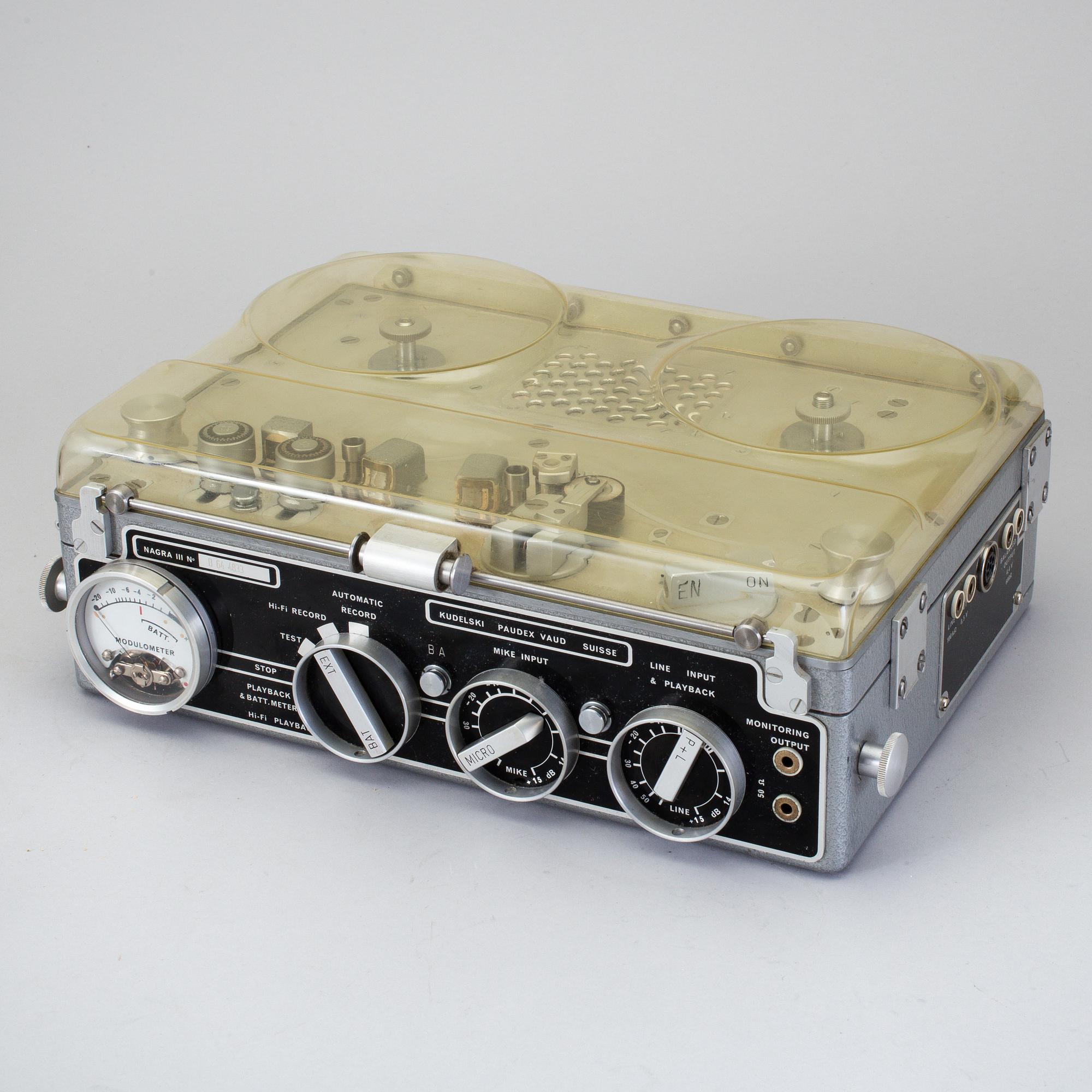 RULLBANDSPELARE, Nagra III, Stefan Kudelski, Schweiz, 1950/60-tal.