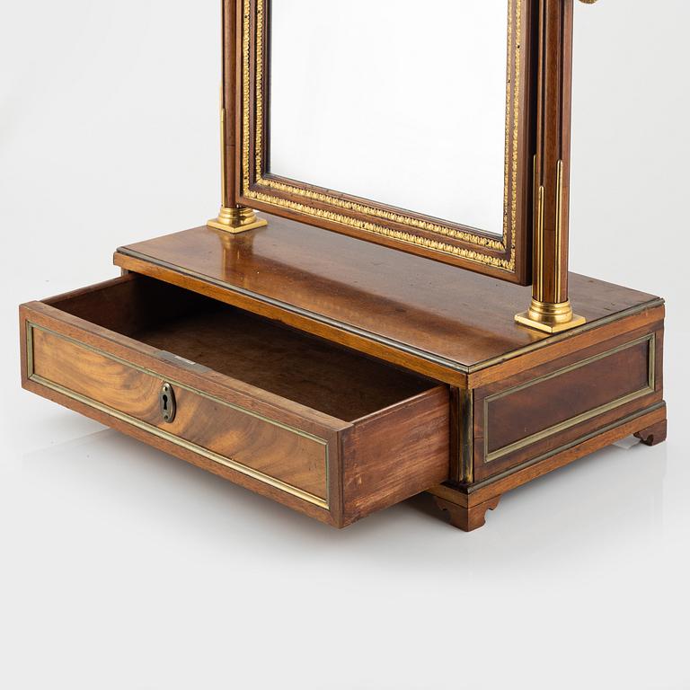 A late Gustavian mahogany and gilt-brass mounted dressing mirror, late 18th century.