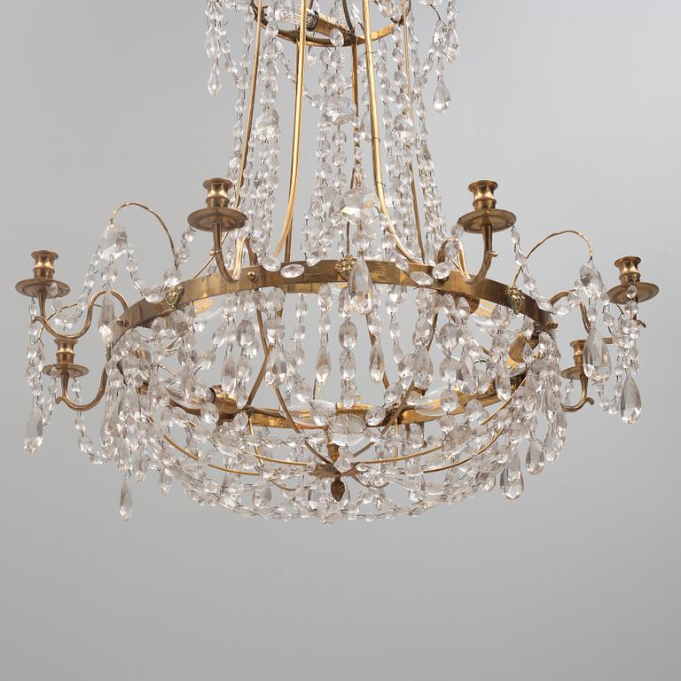 A pair of late Gustavian style chandeliers, 20th Century.