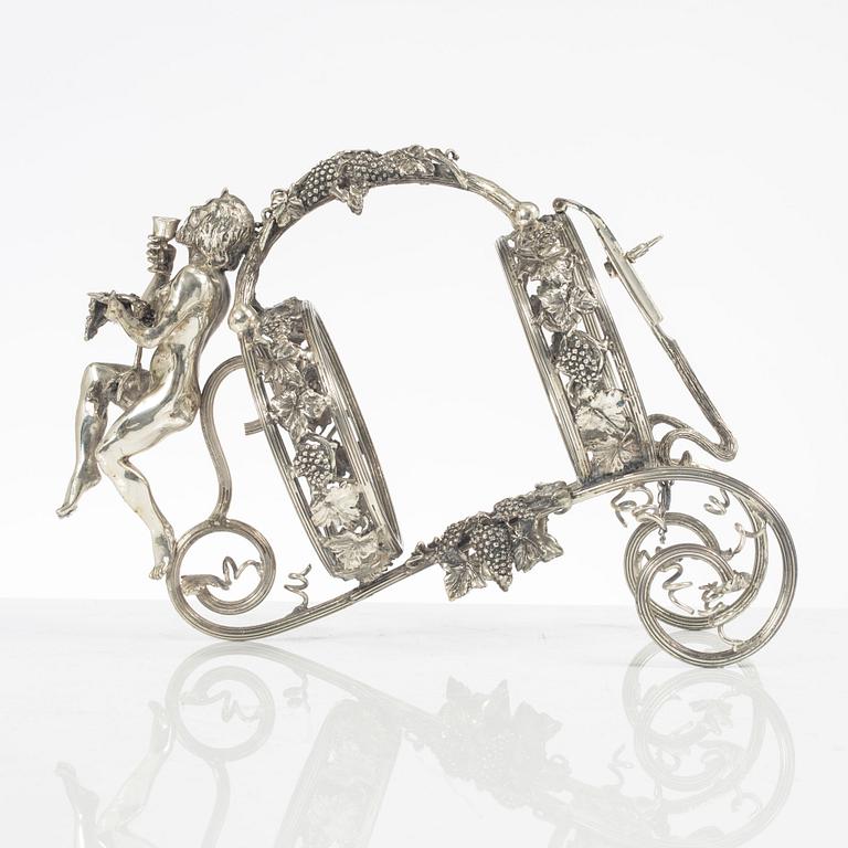 Flaskhållare, nysilver, saknar stämplar, 1900-tal.