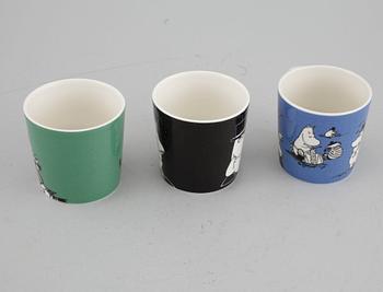 Three porcelain Moomin-characters mugs, Arabia, FInland, 1990s.