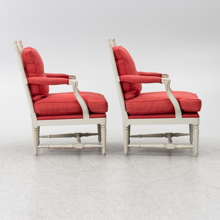 A pair of armchairs, late 20th Century.