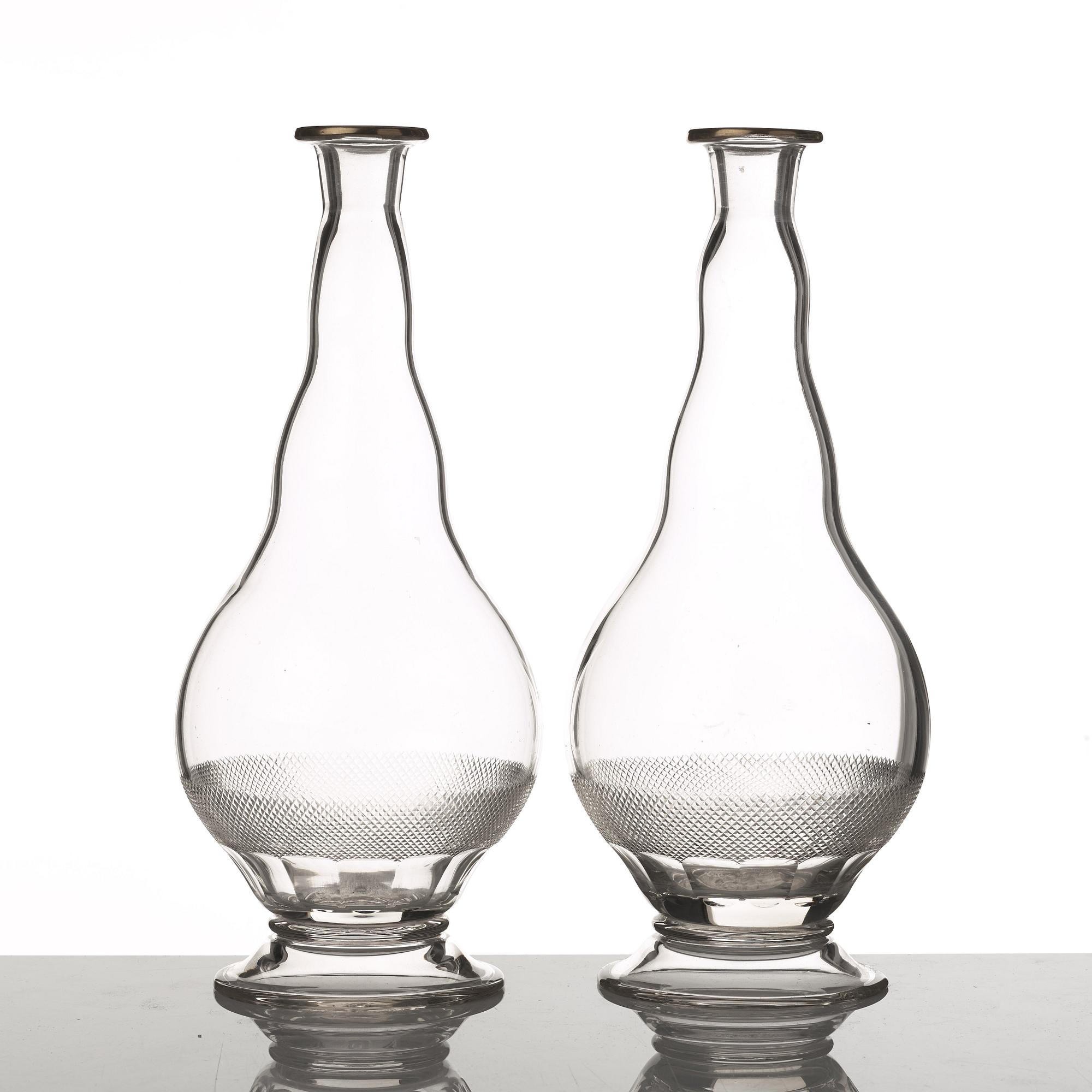 Two Bohemian glass bottles, 20th Century.