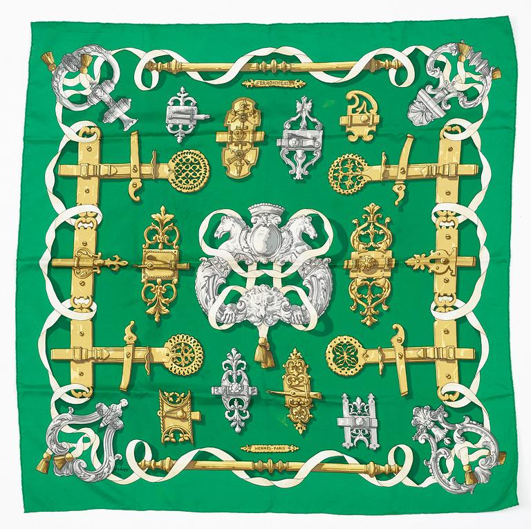 A silk scarf " Ferronnerie" by Hermès.