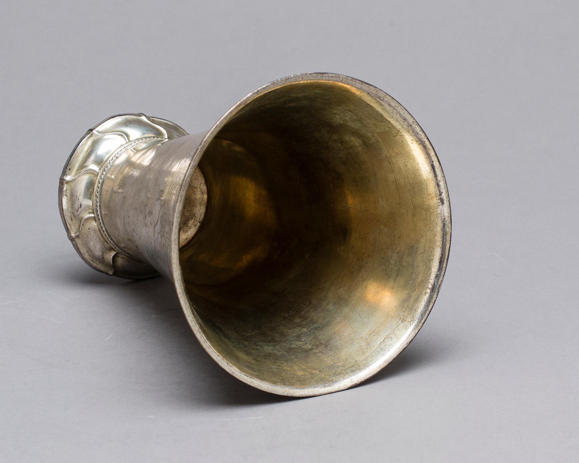 A Swedish 18th century parcel-gilt beaker, mark of Simson Ryberg, Stovkholm (1771-1807).